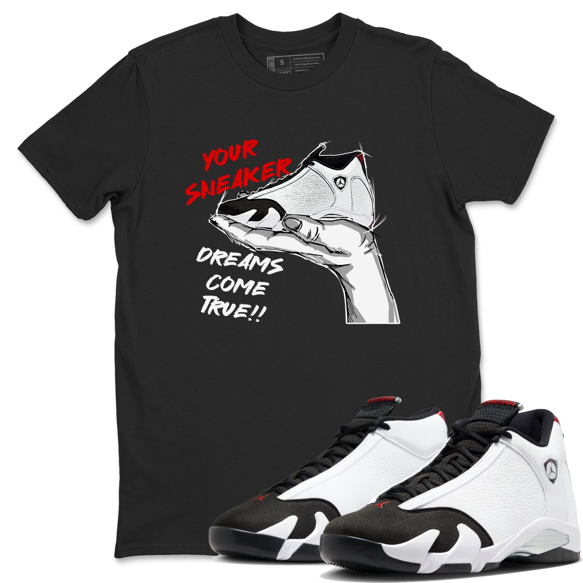 Jordan 14 Retro Black Toe t shirts to match sneakers Sneaker Dreams sneaker match tees 14s Black Toe sneaker match tee SNRT Sneaker Tees unisex cotton Black 1 shirts