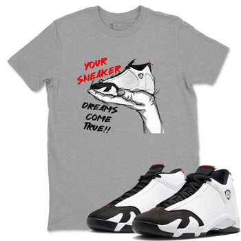 Jordan 14 Retro Black Toe t shirts to match sneakers Sneaker Dreams sneaker match tees 14s Black Toe sneaker match tee SNRT Sneaker Tees unisex cotton Heather Grey 1 shirts