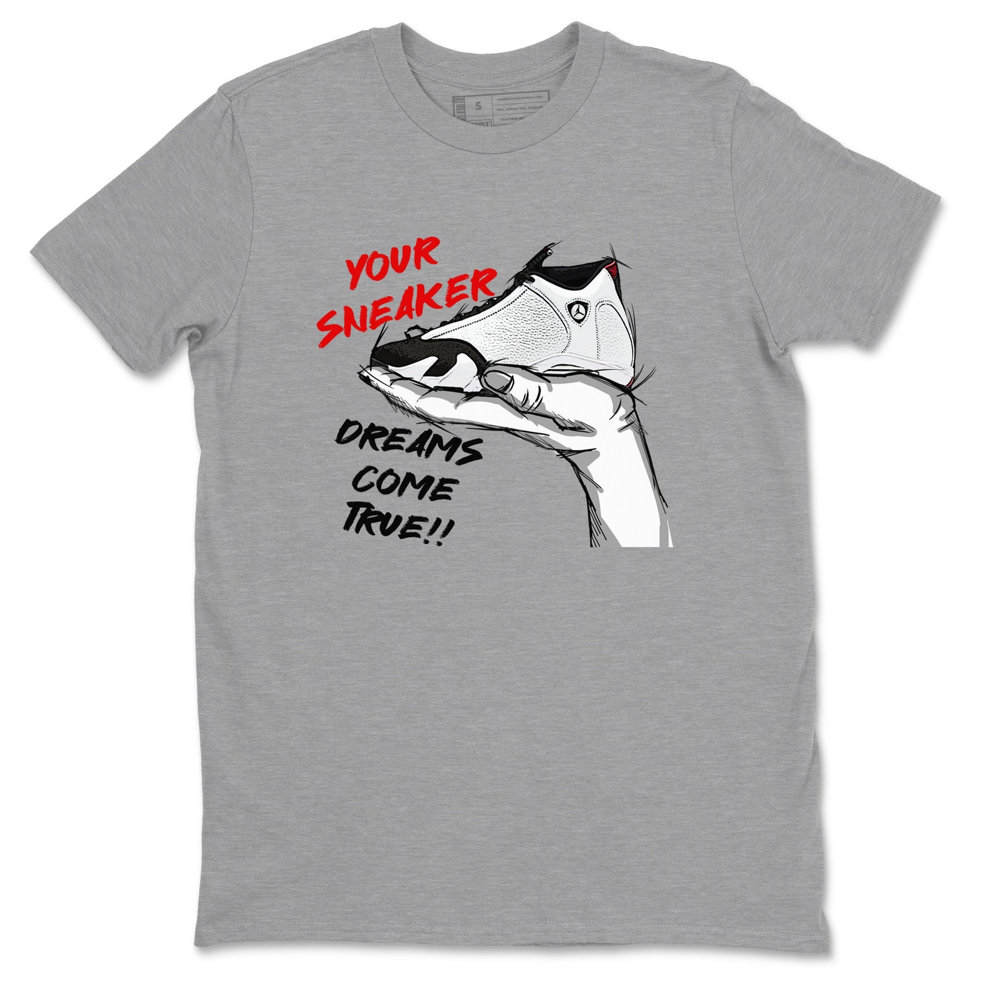 Jordan 14 Retro Black Toe t shirts to match sneakers Sneaker Dreams sneaker match tees 14s Black Toe sneaker match tee SNRT Sneaker Tees unisex cotton Heather Grey 2 shirts