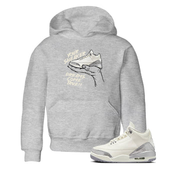 3s Sail and Cement Grey shirts to match jordans Sneaker Dreams sneaker match tees Air Jordan 3 Retro Sail and Cement Grey match shoes to clothes SNRT Sneaker Tees Youth Baby Heather Grey 1 tee