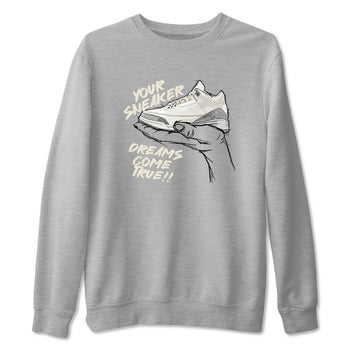 3s Sail and Cement Grey shirts to match jordans Sneaker Dreams sneaker match tees Air Jordan 3 Retro Sail and Cement Grey match shoes to clothes SNRT Sneaker Tees unisex cotton Heather Grey 2 shirts