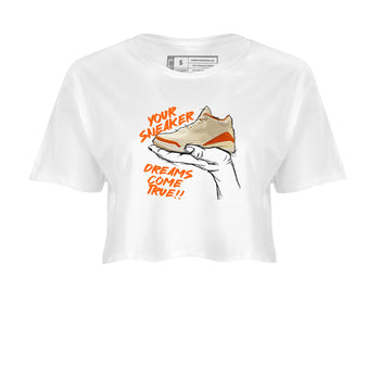 Sneaker Dreams womens crop tee made to vibe with the Air Jordan 3 Starfish sneakers — the perfect match in White 2.