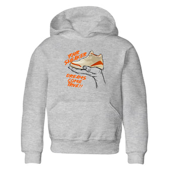 Sneaker Dreams baby and kids t-shirt crafted for little sneakerheads to shine with the Air Jordan 3 Starfish sneakers, displayed in Heather Grey 2.
