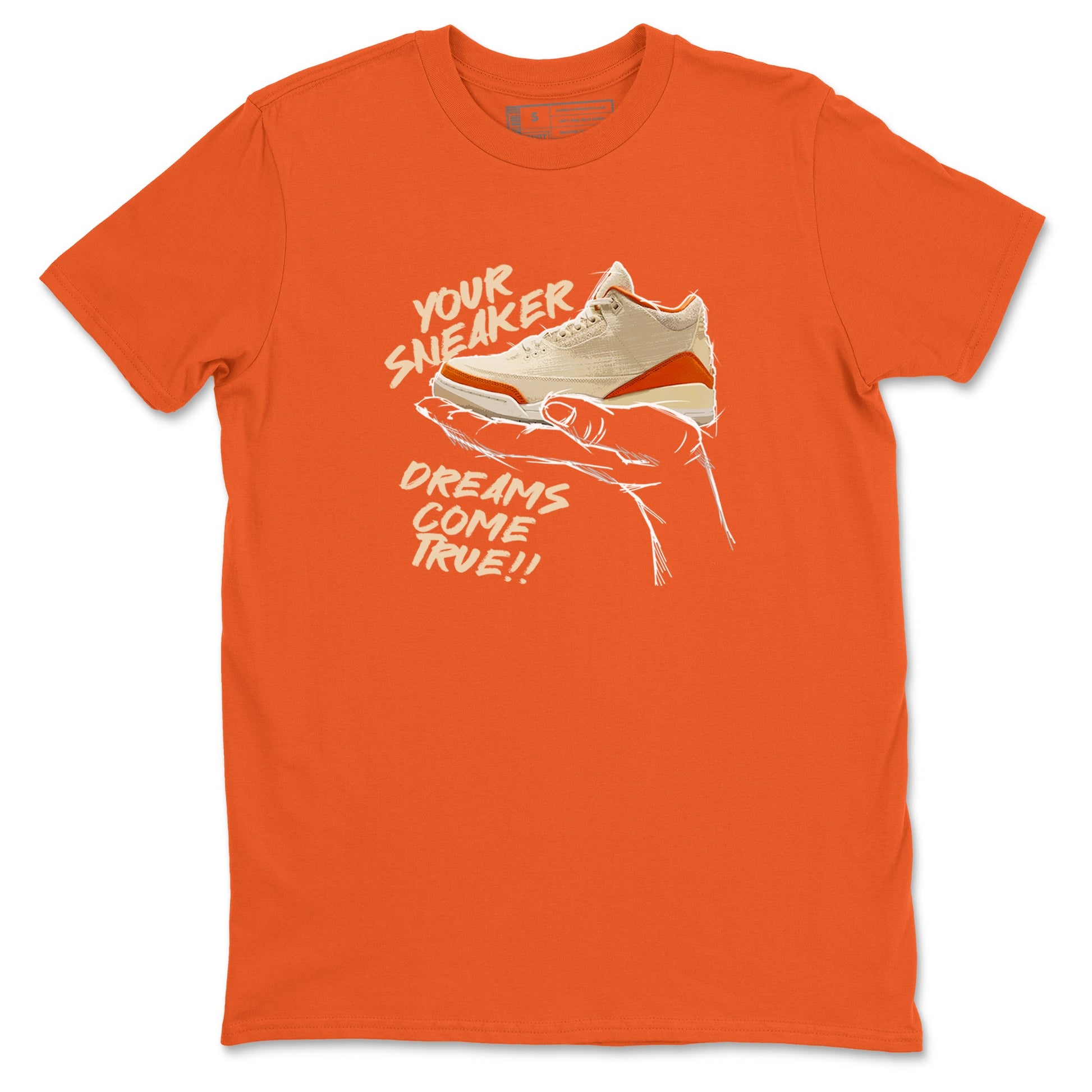 Sneaker Dreams sneaker match t-shirt styled to complete your fit with the Air Jordan 3 Starfish sneakers, shown in Orange 2.