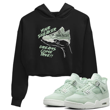 4s Abundance shirts to match jordans Sneaker Dreams sneaker match tees Air Jordan 4 Seafoam match shoes to clothes SNRT Sneaker Tees unisex cotton Black 1 crop tee