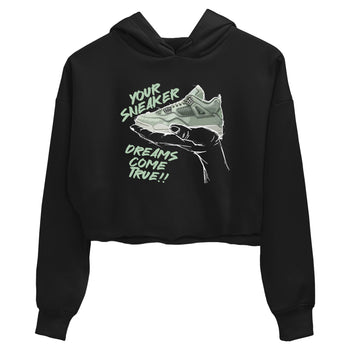4s Abundance shirts to match jordans Sneaker Dreams sneaker match tees Air Jordan 4 Seafoam match shoes to clothes SNRT Sneaker Tees unisex cotton Black 2 crop tee