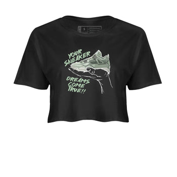 4s Abundance shirts to match jordans Sneaker Dreams sneaker match tees Air Jordan 4 Seafoam match shoes to clothes SNRT Sneaker Tees unisex cotton Black 2 crop tee