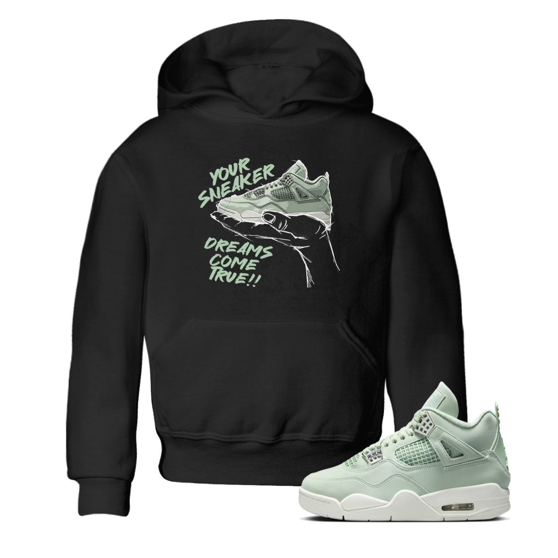 4s Abundance shirts to match jordans Sneaker Dreams sneaker match tees Air Jordan 4 Seafoam match shoes to clothes SNRT Sneaker Tees Youth Baby Black 1 tee