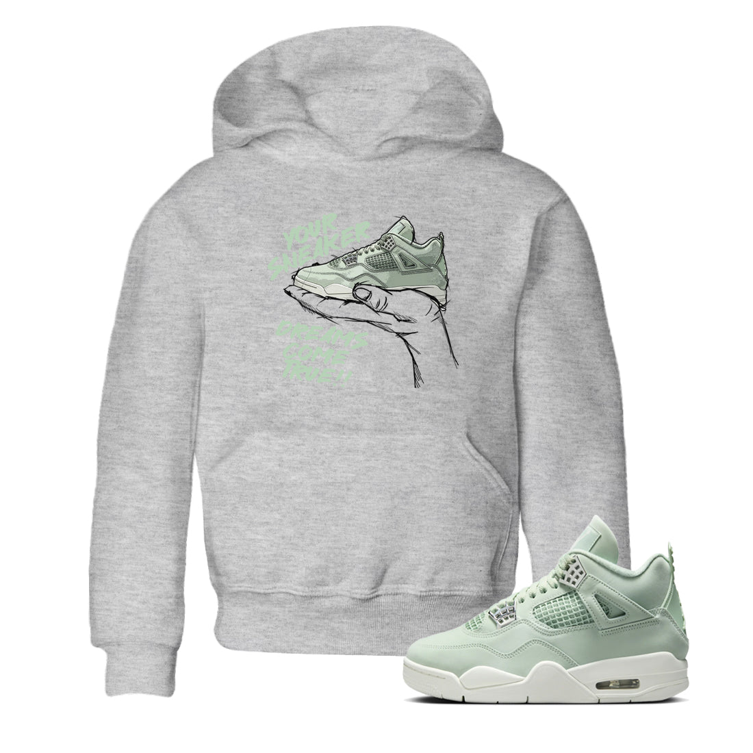 4s Abundance shirts to match jordans Sneaker Dreams sneaker match tees Air Jordan 4 Seafoam match shoes to clothes SNRT Sneaker Tees Youth Baby Heather Grey 1 tee