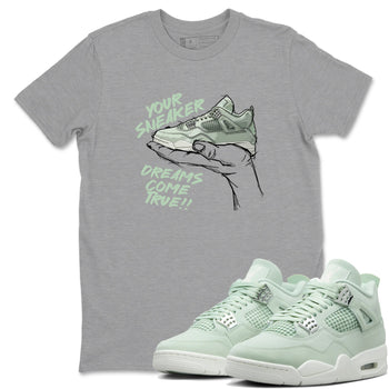 4s Abundance shirts to match jordans Sneaker Dreams sneaker match tees Air Jordan 4 Seafoam match shoes to clothes SNRT Sneaker Tees unisex cotton Heather Grey 1 shirts