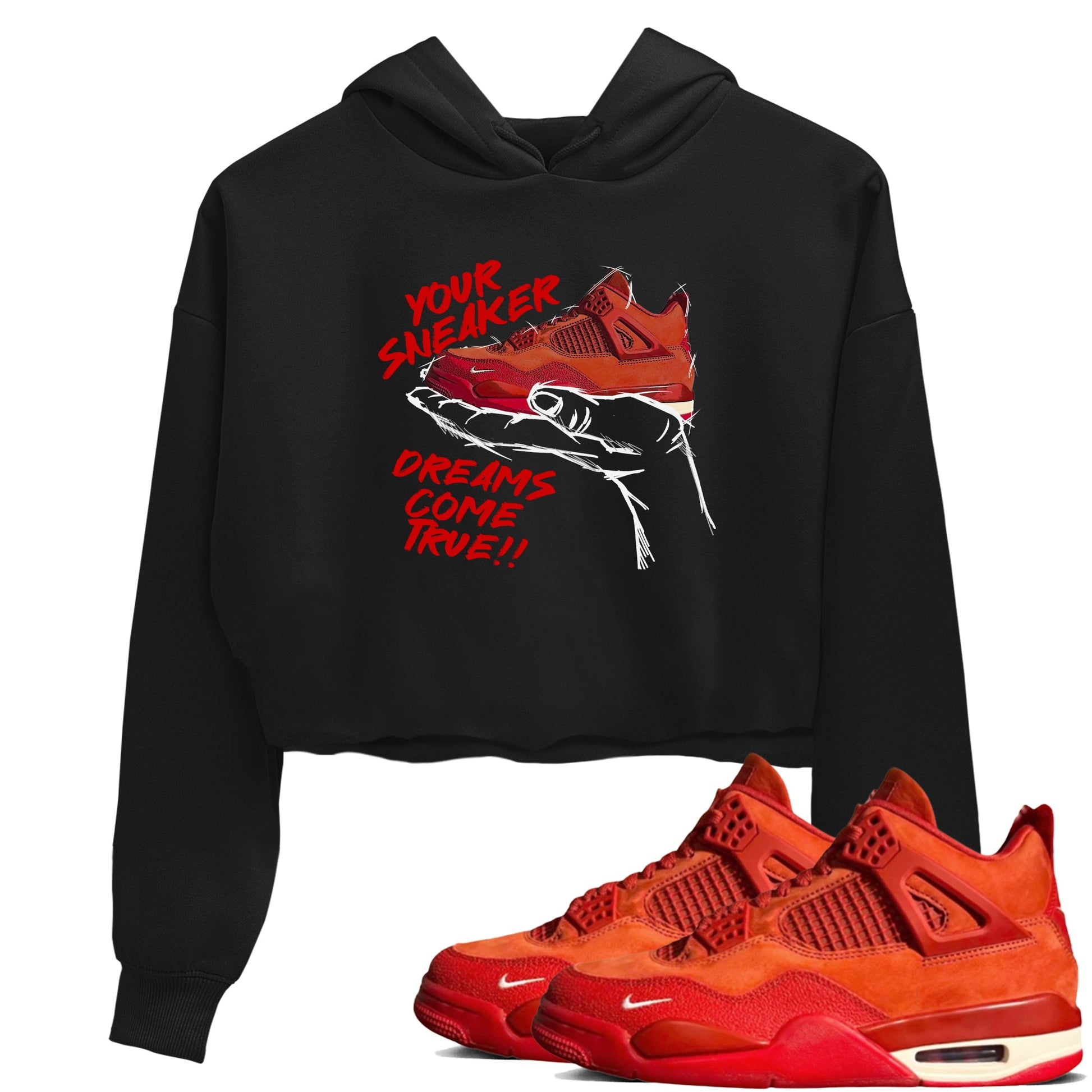 4s Brick By Brick best t shirts to wear with jordans Sneaker Dreams sneaker match tees Nigel Sylvester x Air Jordan 4 Brick by Brick match shoes to clothes SNRT Sneaker Tees unisex cotton Black 1 crop tee