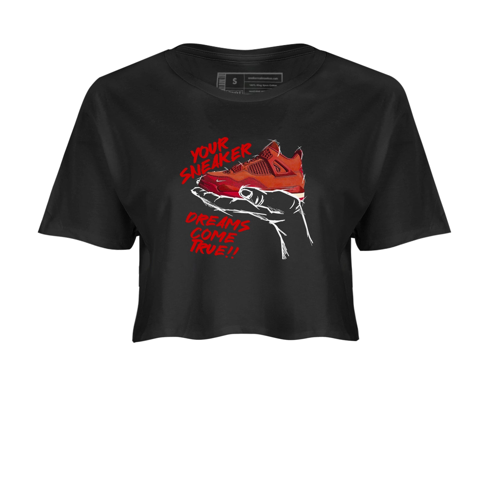 4s Brick By Brick best t shirts to wear with jordans Sneaker Dreams sneaker match tees Nigel Sylvester x Air Jordan 4 Brick by Brick match shoes to clothes SNRT Sneaker Tees unisex cotton Black 2 crop tee