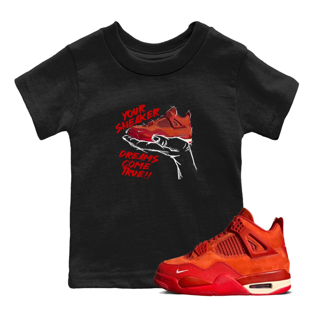 4s Brick By Brick best t shirts to wear with jordans Sneaker Dreams sneaker match tees Nigel Sylvester x Air Jordan 4 Brick by Brick match shoes to clothes SNRT Sneaker Tees Youth Baby Black 1 tee