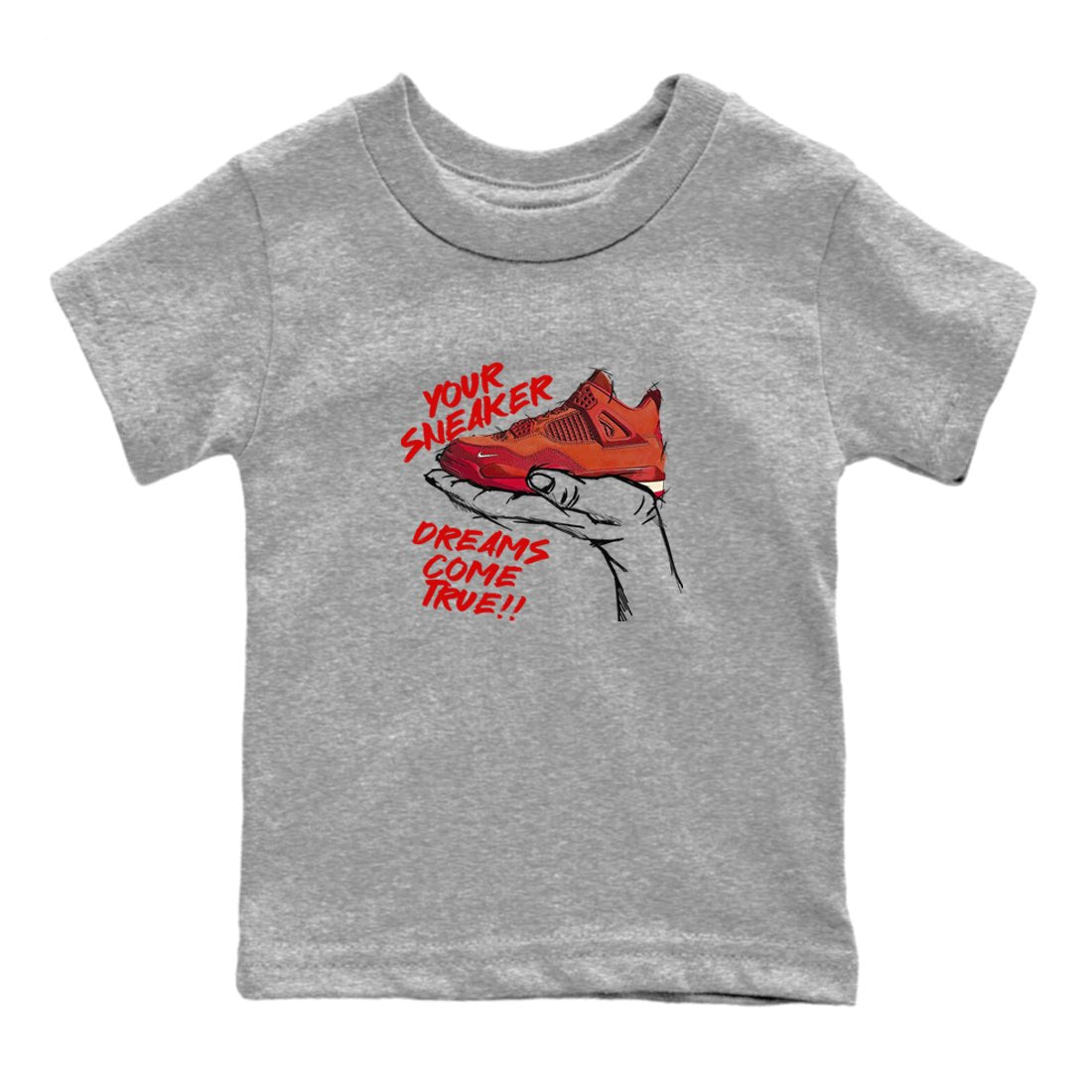 4s Brick By Brick best t shirts to wear with jordans Sneaker Dreams sneaker match tees Nigel Sylvester x Air Jordan 4 Brick by Brick match shoes to clothes SNRT Sneaker Tees Youth Baby Heather Grey 2 tee