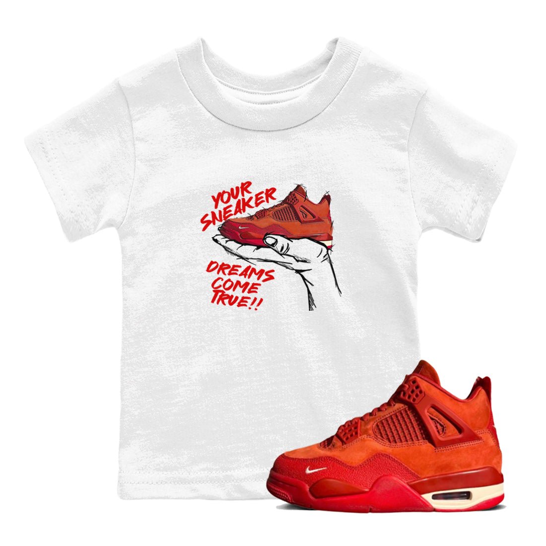 4s Brick By Brick best t shirts to wear with jordans Sneaker Dreams sneaker match tees Nigel Sylvester x Air Jordan 4 Brick by Brick match shoes to clothes SNRT Sneaker Tees Youth Baby White 1 tee