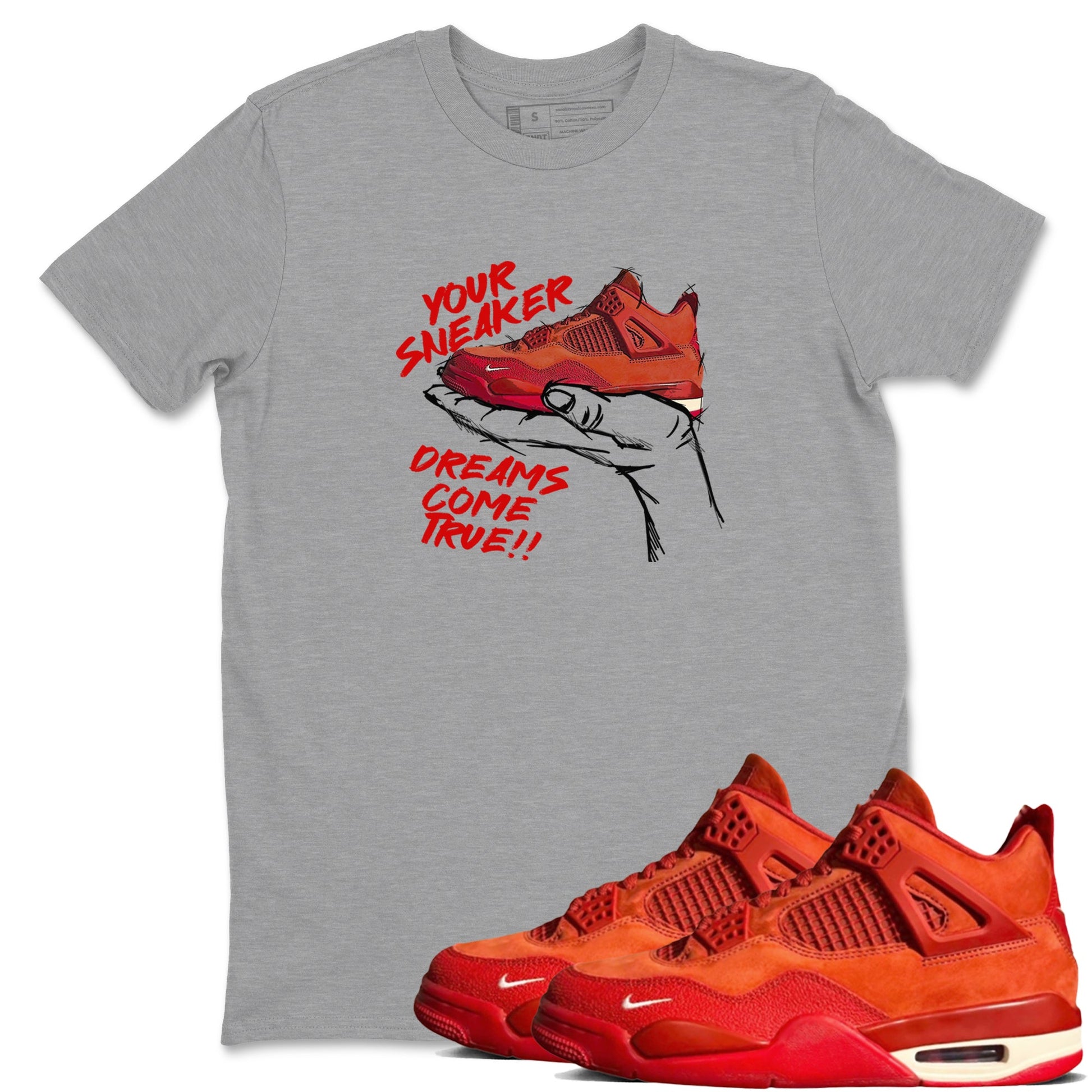 4s Brick By Brick best t shirts to wear with jordans Sneaker Dreams sneaker match tees Nigel Sylvester x Air Jordan 4 Brick by Brick match shoes to clothes SNRT Sneaker Tees unisex cotton Heather Grey 1 shirts