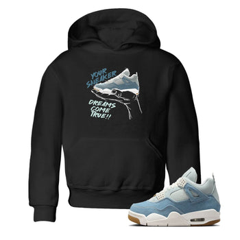 Sneaker match tees – Sneaker Tees To Match 4s Worn Blue Air Jordan 4 Denim Shoes – Sneaker Dreams Kids T-Shirt Black 1