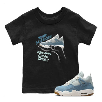 Sneaker match tees – Sneaker Tees To Match 4s Worn Blue Air Jordan 4 Denim Shoes – Sneaker Dreams Kids T-Shirt Black 1