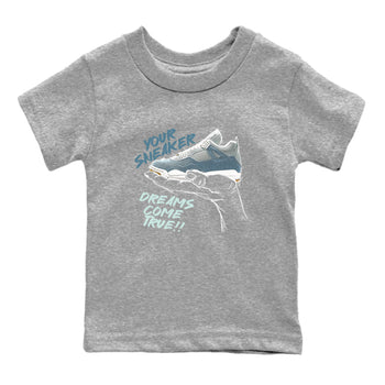 Sneaker match tees – Sneaker Tees To Match 4s Worn Blue Air Jordan 4 Denim Shoes – Sneaker Dreams Kids T-Shirt Heather Grey 2