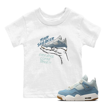 Sneaker match tees – Sneaker Tees To Match 4s Worn Blue Air Jordan 4 Denim Shoes – Sneaker Dreams Kids T-Shirt White 1