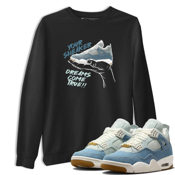 Sneaker match tees – Sneaker Tees To Match 4s Worn Blue Air Jordan 4 Denim Shoes – Sneaker Dreams Tee Black 1