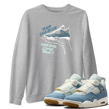 Sneaker match tees – Sneaker Tees To Match 4s Worn Blue Air Jordan 4 Denim Shoes – Sneaker Dreams Tee Heather Grey 1