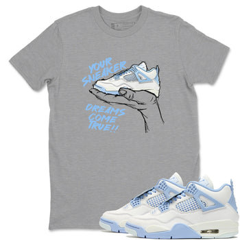4s Forget Me Not shirts to match jordans Sneaker Dreams sneaker match tees Air Jordan 4 Retro Forget Me Not match shoes to clothes SNRT Sneaker Tees unisex cotton Heather Grey 1 shirts