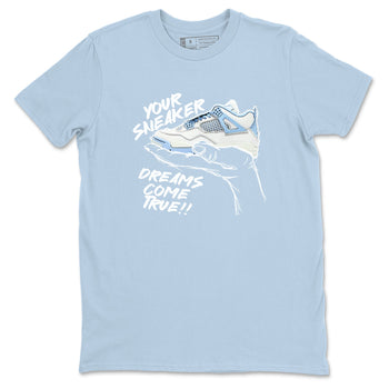 4s Forget Me Not shirts to match jordans Sneaker Dreams sneaker match tees Air Jordan 4 Retro Forget Me Not match shoes to clothes SNRT Sneaker Tees unisex cotton Light Blue 2 shirts