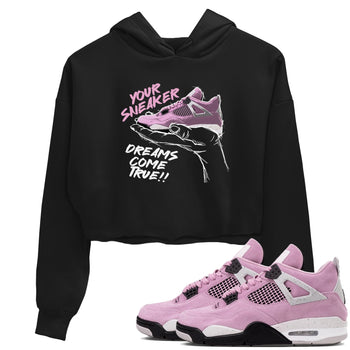 4s Retro Orchid shirts to match jordans Sneaker Dreams sneaker match tees Air Jordan 4 WMNS Orchid match shoes to clothes SNRT Sneaker Tees unisex cotton Black 1 crop tee
