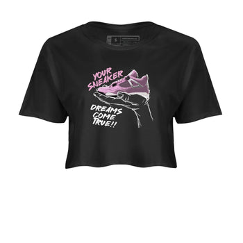 4s Retro Orchid shirts to match jordans Sneaker Dreams sneaker match tees Air Jordan 4 WMNS Orchid match shoes to clothes SNRT Sneaker Tees unisex cotton Black 2 crop tee
