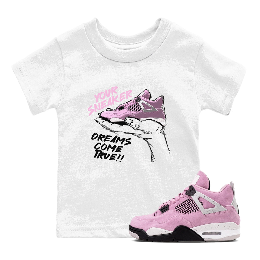 4s Retro Orchid shirts to match jordans Sneaker Dreams sneaker match tees Air Jordan 4 WMNS Orchid match shoes to clothes SNRT Sneaker Tees Youth Baby White 1 tee