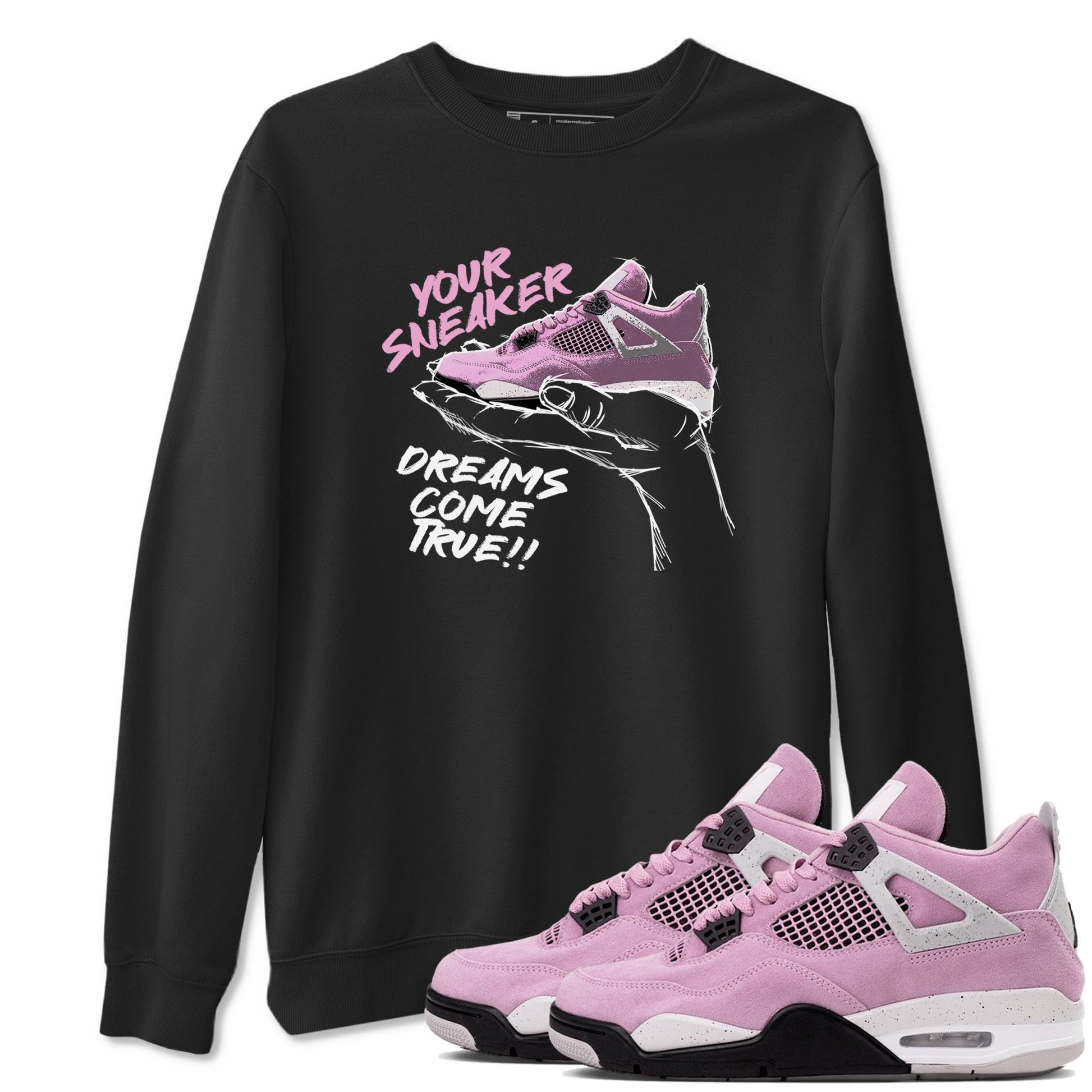 4s Retro Orchid shirts to match jordans Sneaker Dreams sneaker match tees Air Jordan 4 WMNS Orchid match shoes to clothes SNRT Sneaker Tees unisex cotton Black 1 shirts
