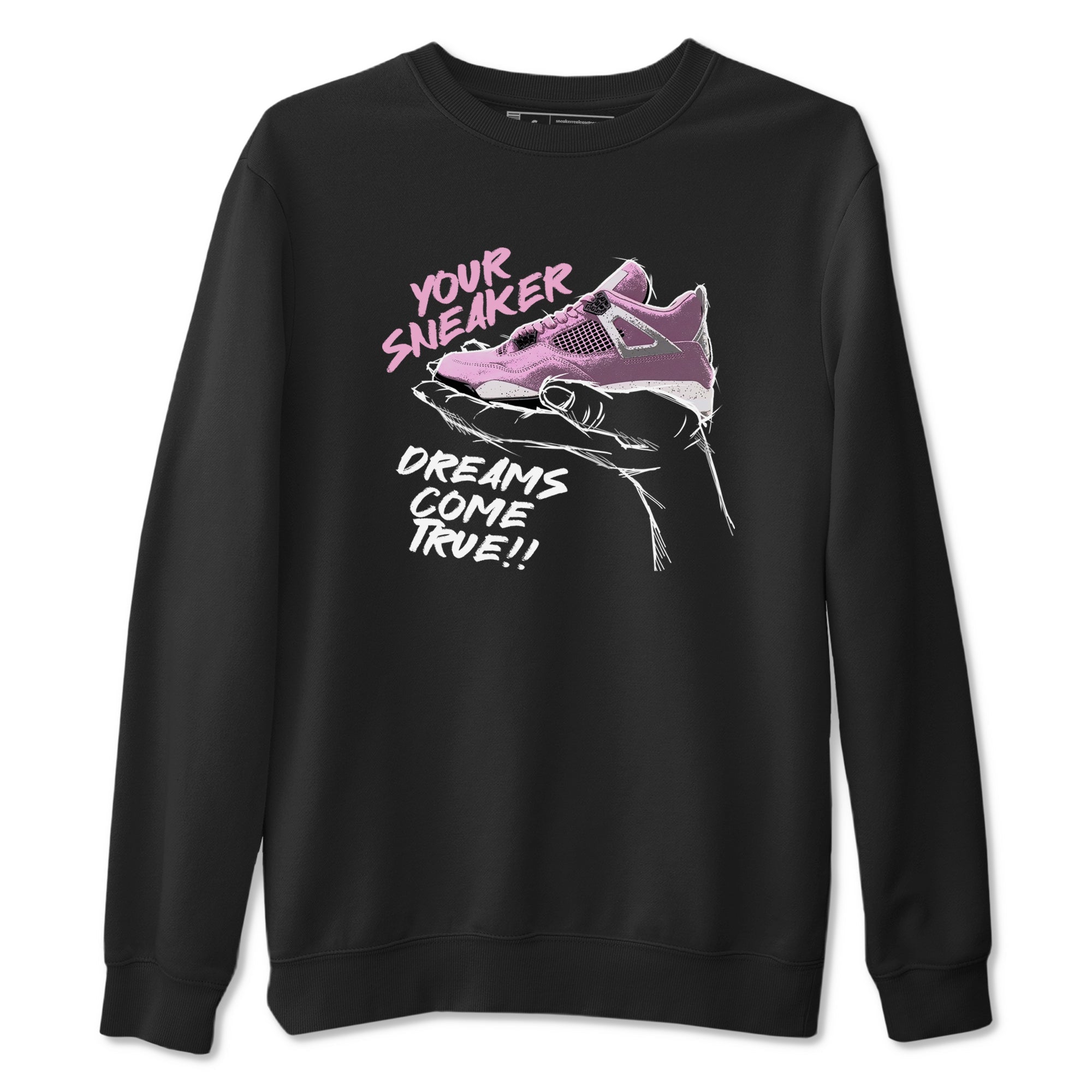 4s Retro Orchid shirts to match jordans Sneaker Dreams sneaker match tees Air Jordan 4 WMNS Orchid match shoes to clothes SNRT Sneaker Tees unisex cotton Black 2 shirts