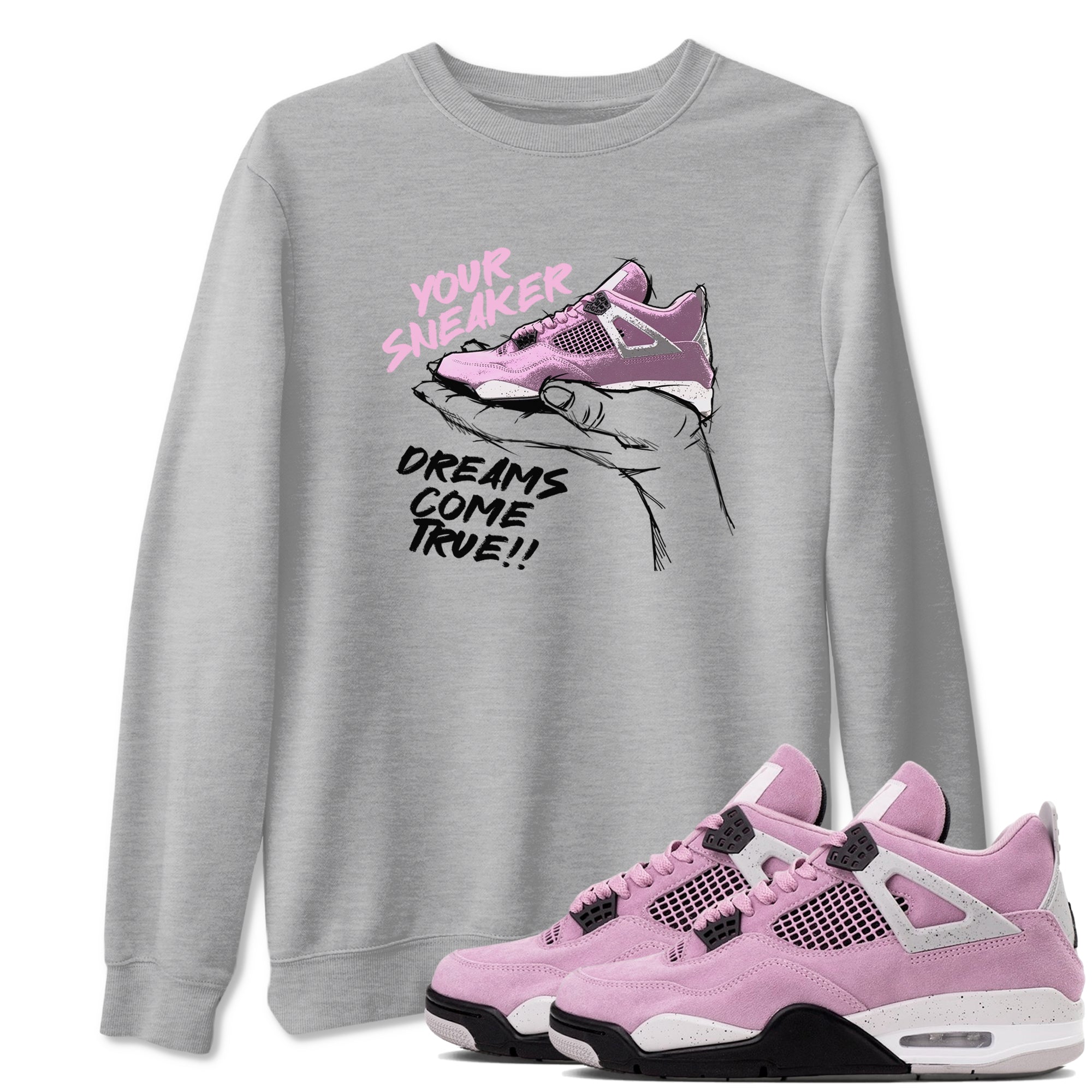 4s Retro Orchid shirts to match jordans Sneaker Dreams sneaker match tees Air Jordan 4 WMNS Orchid match shoes to clothes SNRT Sneaker Tees unisex cotton Heather Grey 1 shirts