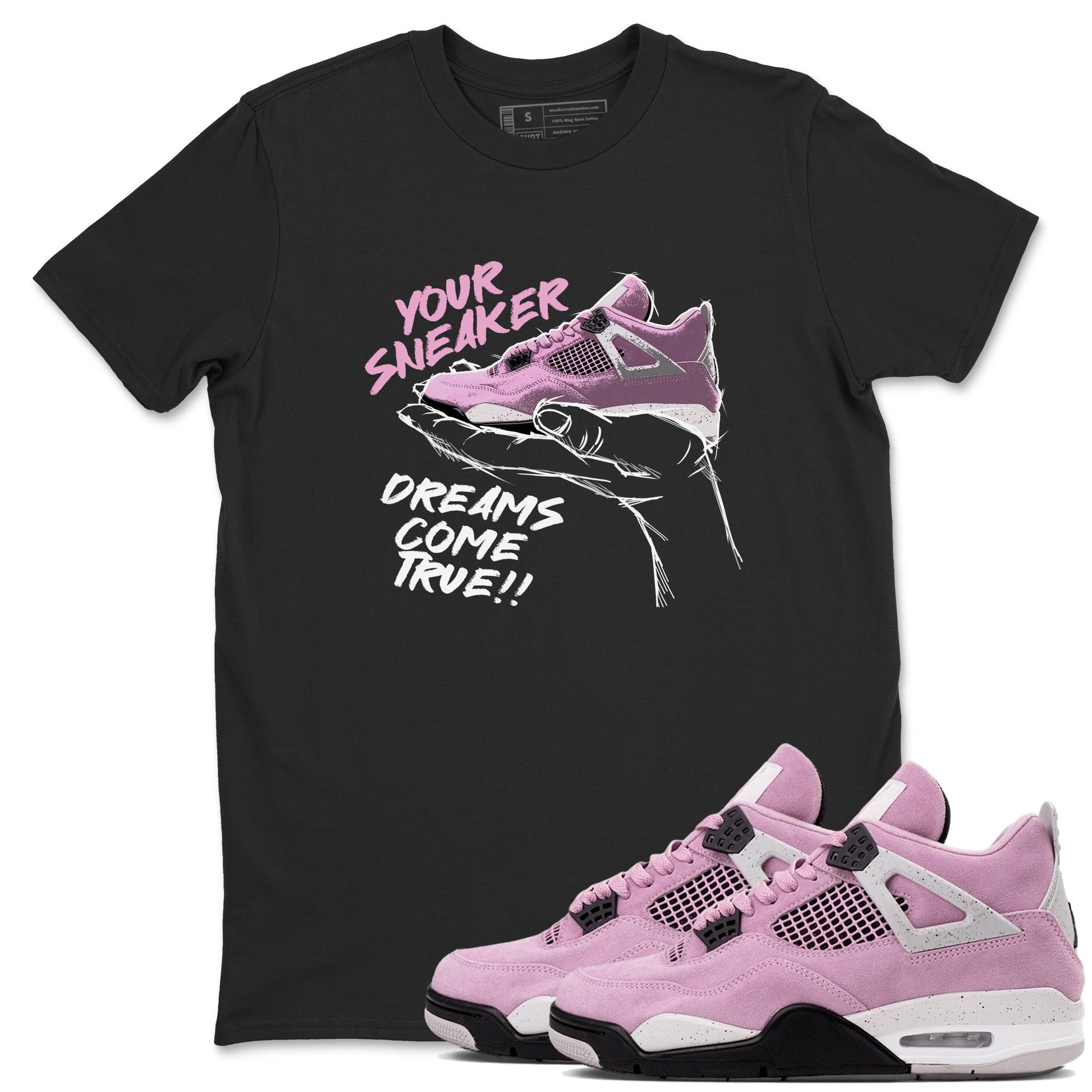 4s Retro Orchid shirts to match jordans Sneaker Dreams sneaker match tees Air Jordan 4 WMNS Orchid match shoes to clothes SNRT Sneaker Tees unisex cotton Black 1 shirts