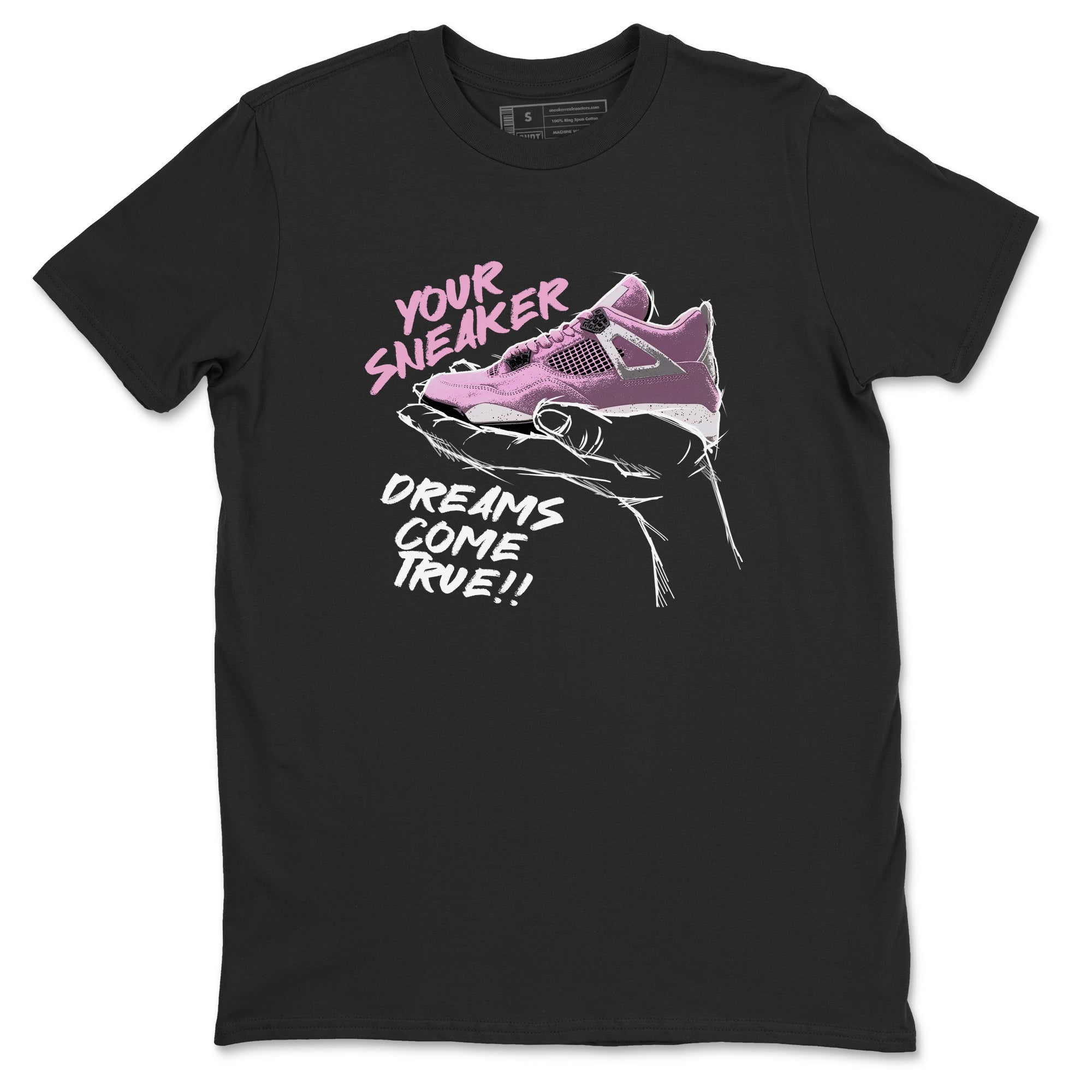 4s Retro Orchid shirts to match jordans Sneaker Dreams sneaker match tees Air Jordan 4 WMNS Orchid match shoes to clothes SNRT Sneaker Tees unisex cotton Black 2 shirts