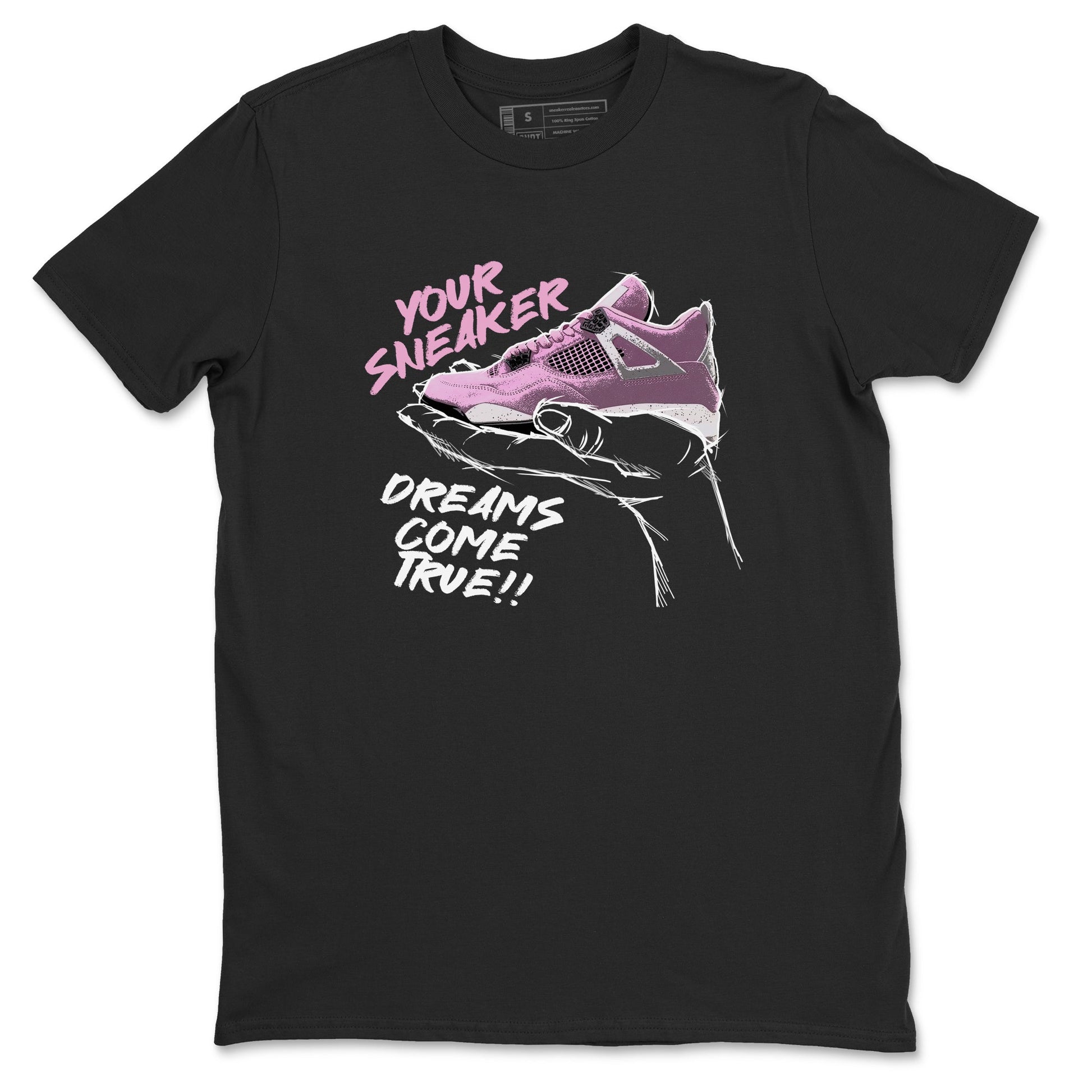 4s Retro Orchid shirts to match jordans Sneaker Dreams sneaker match tees Air Jordan 4 WMNS Orchid match shoes to clothes SNRT Sneaker Tees unisex cotton Black 2 shirts