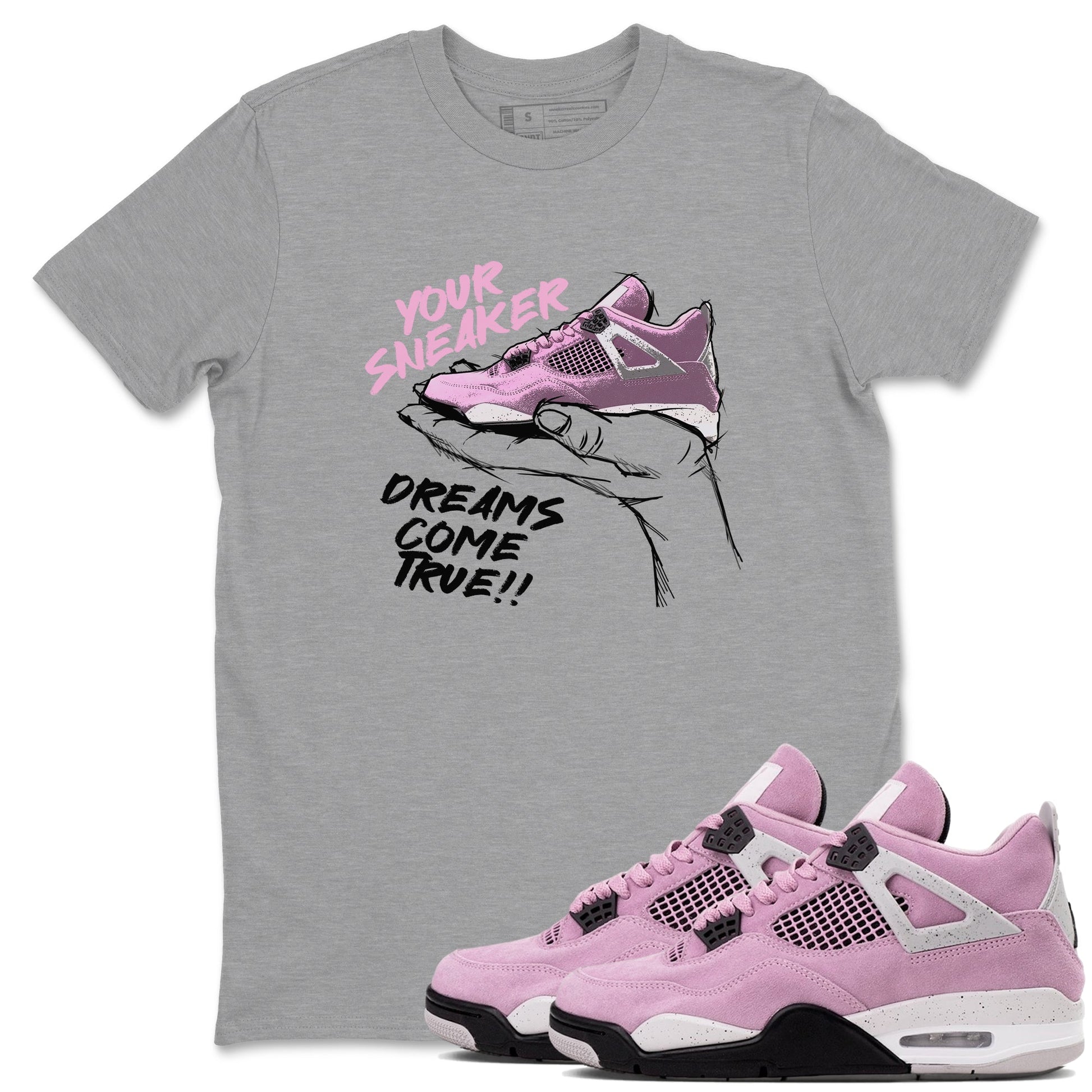 4s Retro Orchid shirts to match jordans Sneaker Dreams sneaker match tees Air Jordan 4 WMNS Orchid match shoes to clothes SNRT Sneaker Tees unisex cotton Heather Grey 1 shirts