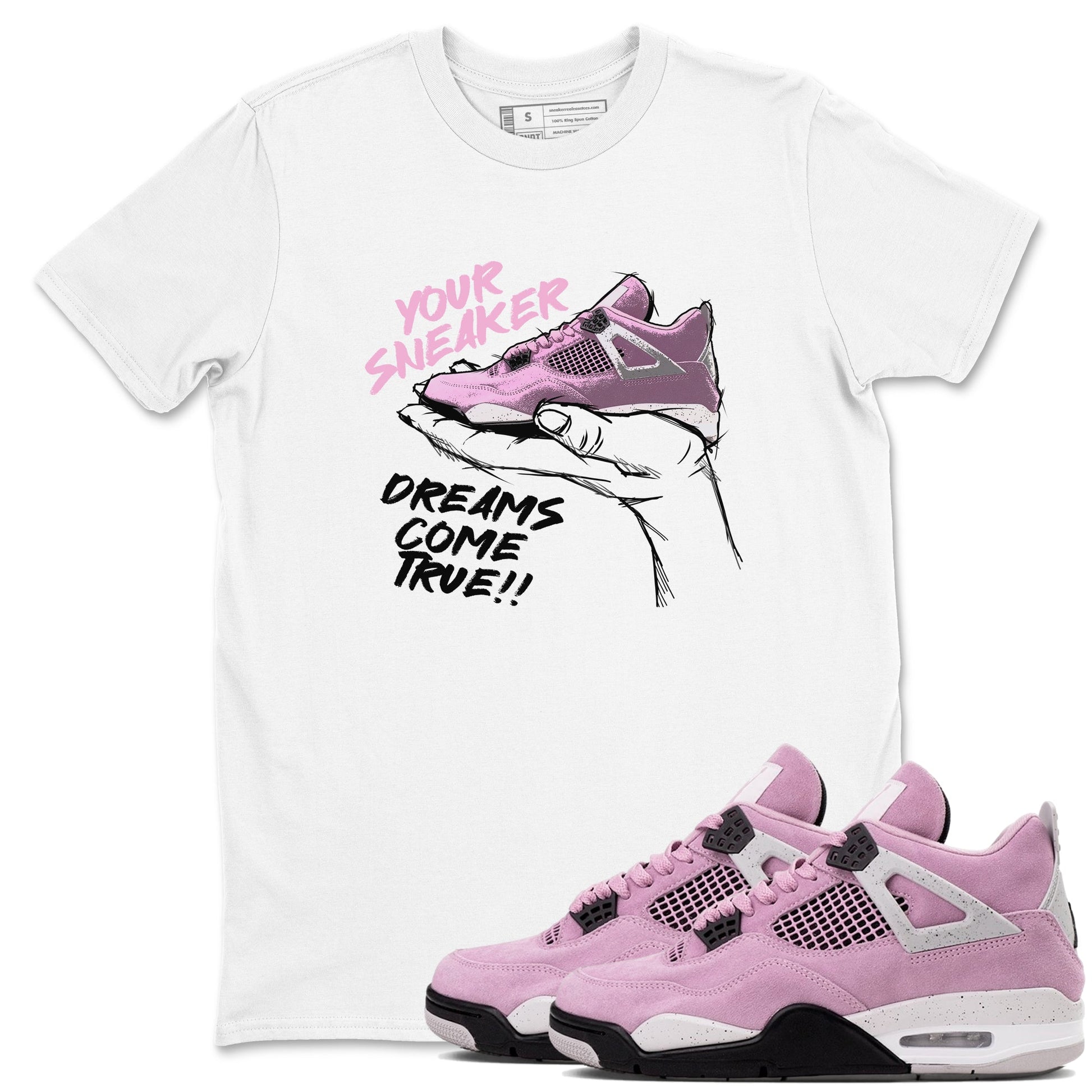 4s Retro Orchid shirts to match jordans Sneaker Dreams sneaker match tees Air Jordan 4 WMNS Orchid match shoes to clothes SNRT Sneaker Tees unisex cotton White 1 shirts