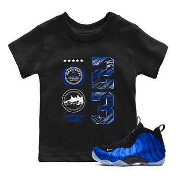 Foams One Royal shirts to match jordans Sneaker Emblem sneaker match tees Air Foamposite One Royal match shoes to clothes SNRT Sneaker Tees Youth Baby Black 1 tee