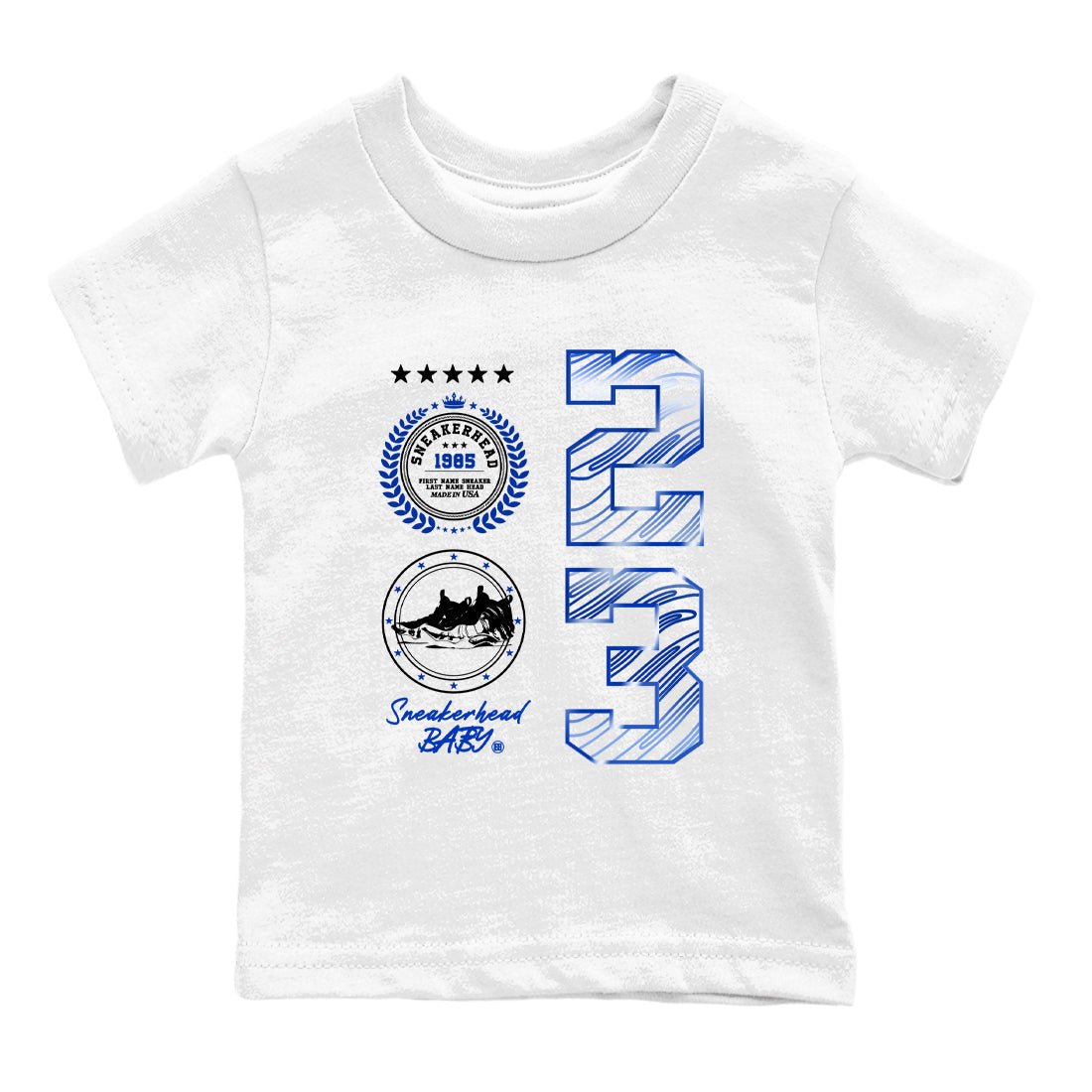 Foams One Royal shirts to match jordans Sneaker Emblem sneaker match tees Air Foamposite One Royal match shoes to clothes SNRT Sneaker Tees Youth Baby White 2 tee