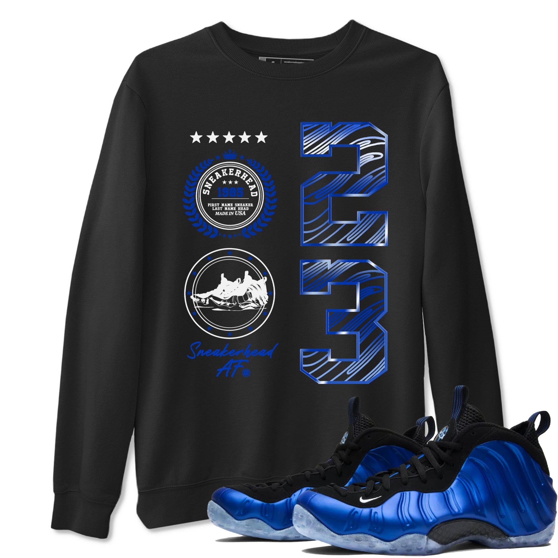 Foams One Royal shirts to match jordans Sneaker Emblem sneaker match tees Air Foamposite One Royal match shoes to clothes SNRT Sneaker Tees unisex cotton Black 1 shirts