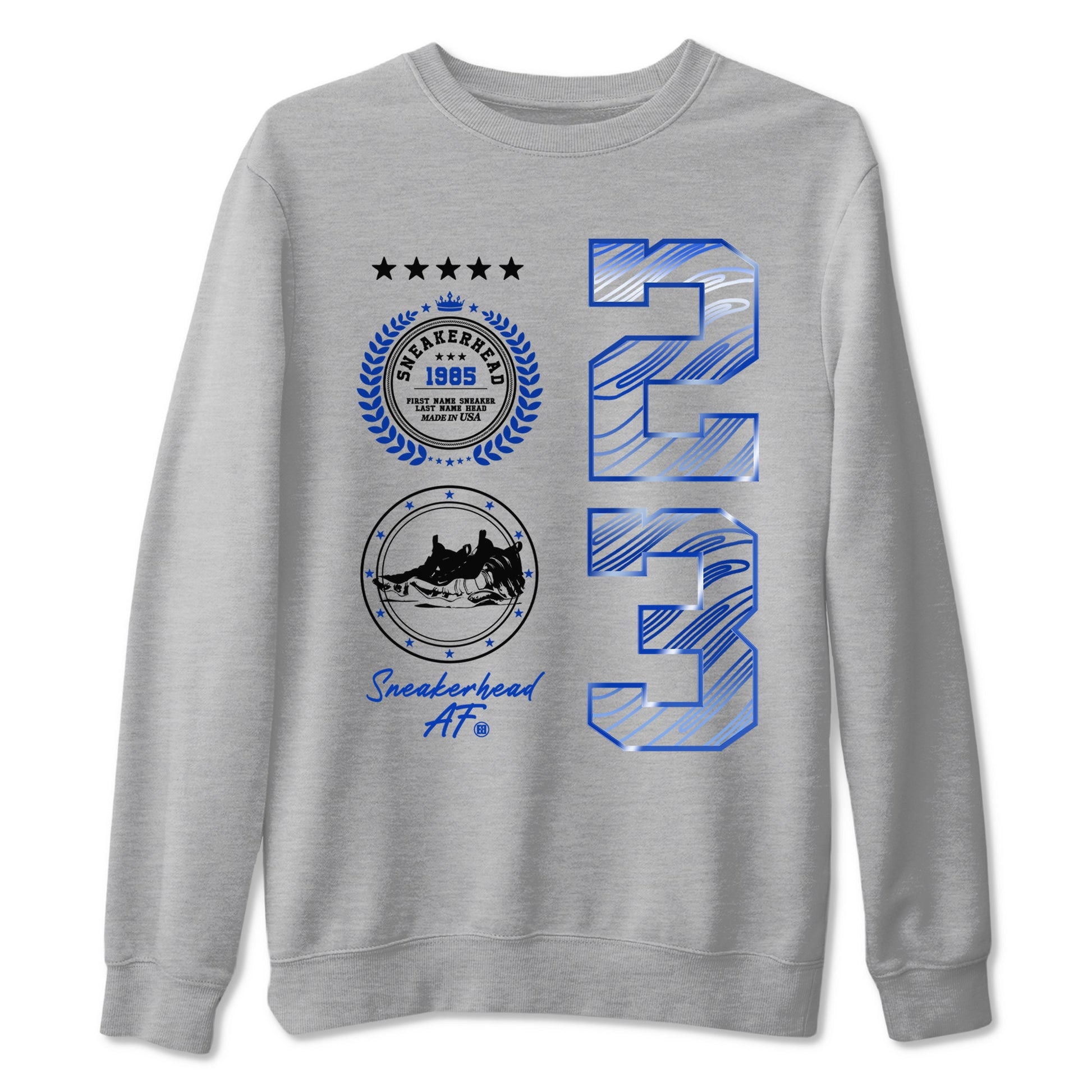 Foams One Royal shirts to match jordans Sneaker Emblem sneaker match tees Air Foamposite One Royal match shoes to clothes SNRT Sneaker Tees unisex cotton Heather Grey 2 shirts