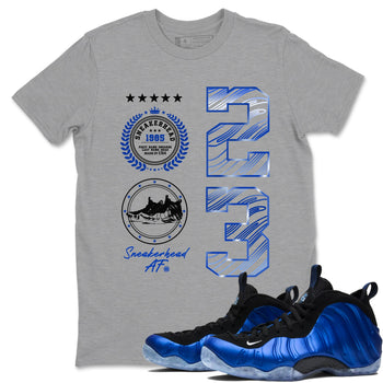 Foams One Royal shirts to match jordans Sneaker Emblem sneaker match tees Air Foamposite One Royal match shoes to clothes SNRT Sneaker Tees unisex cotton Heather Grey 1 shirts