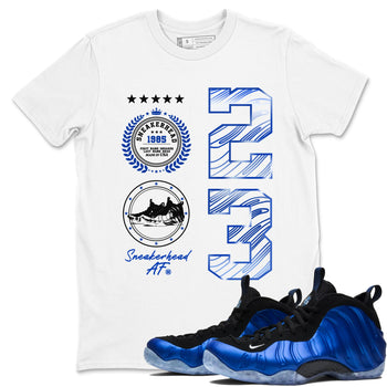 Foams One Royal shirts to match jordans Sneaker Emblem sneaker match tees Air Foamposite One Royal match shoes to clothes SNRT Sneaker Tees unisex cotton White 1 shirts