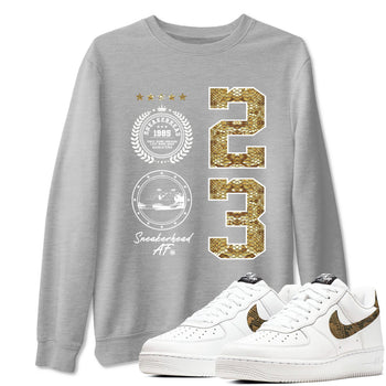 Air Force 1 Ivory Snake shirt to match jordans Sneaker Emblem sneaker tees Air Force 1 Ivory Snake SNRT Sneaker Release Tees unisex cotton Heather Grey 1 crew neck shirt