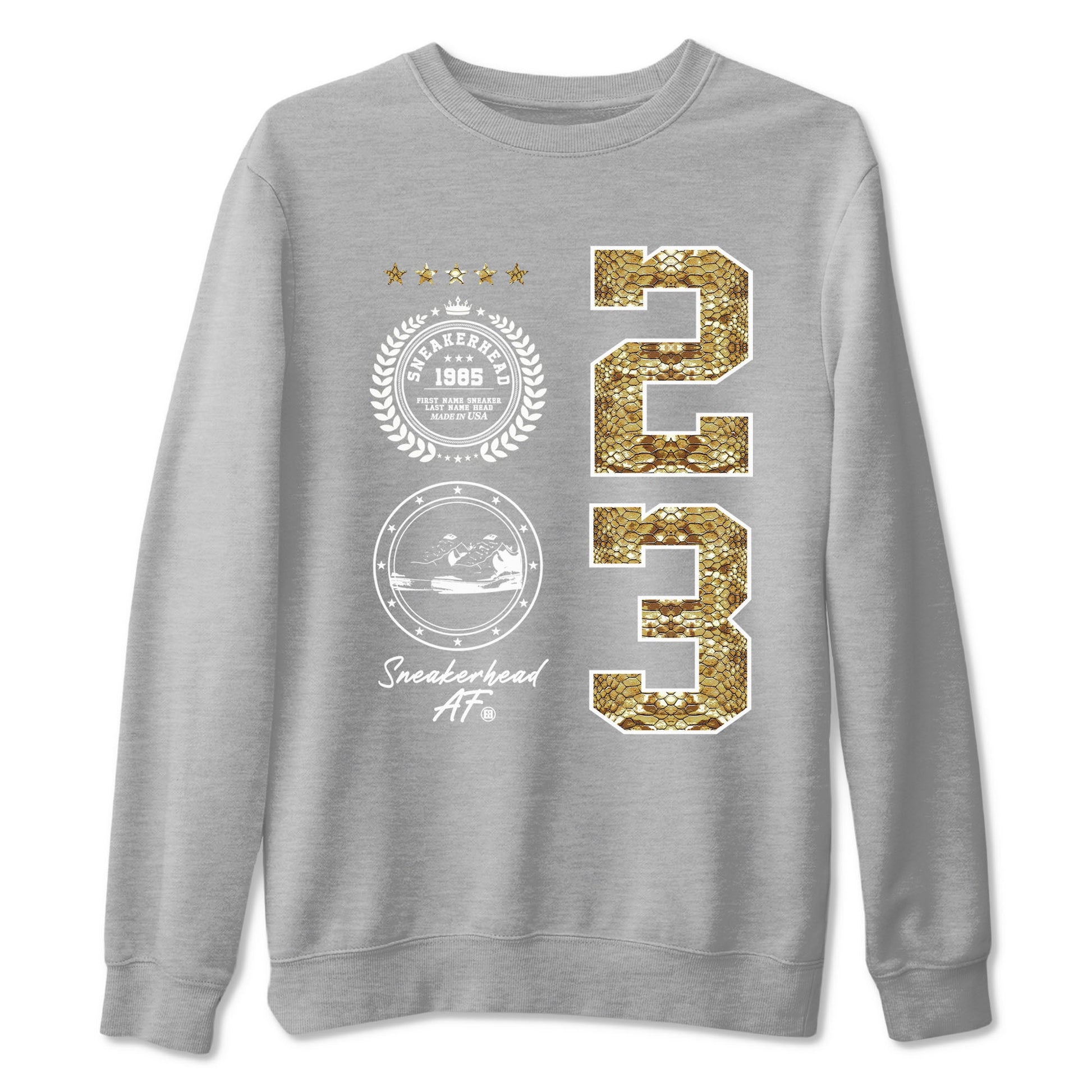 Air Force 1 Ivory Snake shirt to match jordans Sneaker Emblem sneaker tees Air Force 1 Ivory Snake SNRT Sneaker Release Tees unisex cotton Heather Grey 2 crew neck shirt