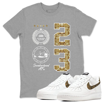 Air Force 1 Ivory Snake shirt to match jordans Sneaker Emblem sneaker tees Air Force 1 Ivory Snake SNRT Sneaker Release Tees unisex cotton Heather Grey 1 crew neck shirt