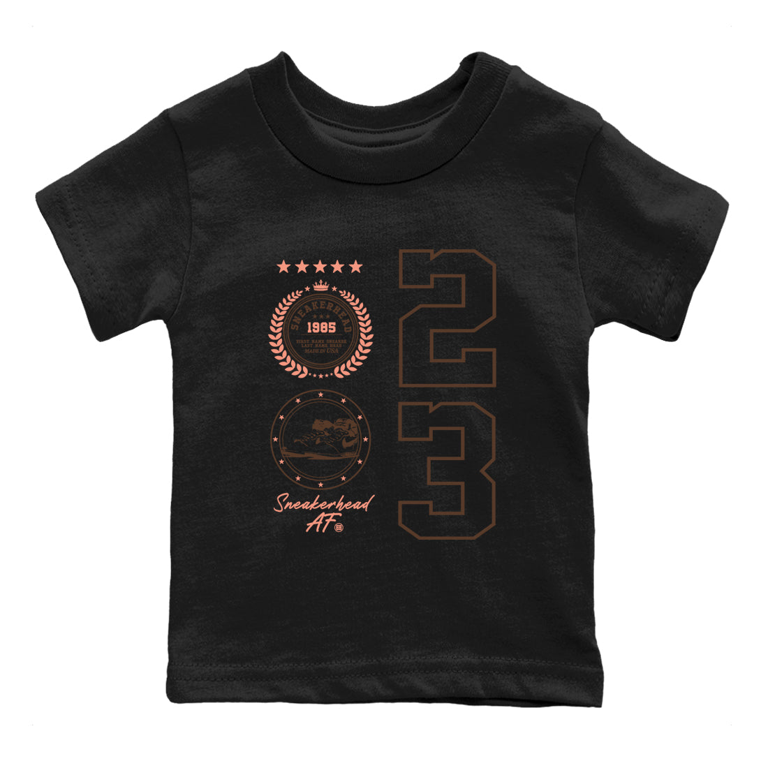 Sneaker match tees – Sneaker Tees To Match Air Jordan 1 Baroque Brown Shoes – Sneaker Emblem Kids T-Shirt Black 2