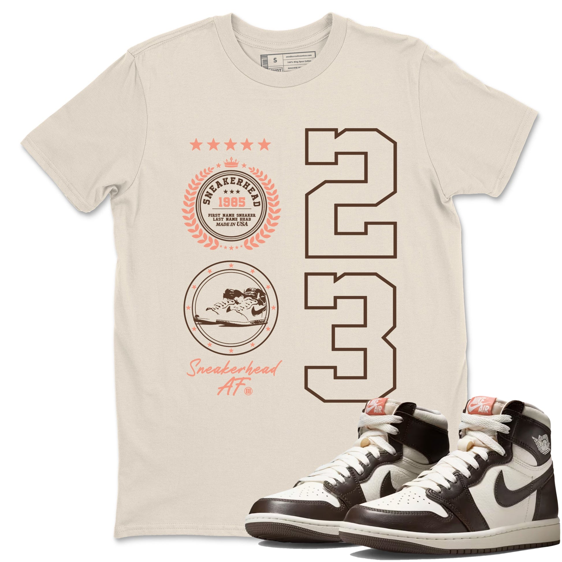 Sneaker match tees – Sneaker Tees To Match Air Jordan 1 Baroque Brown Shoes – Sneaker Emblem Tee Natural 1